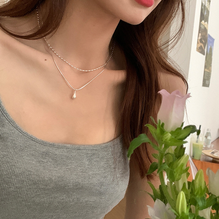 Two-Layer Bean Metal Necklace 小众双层豆子金属项链 