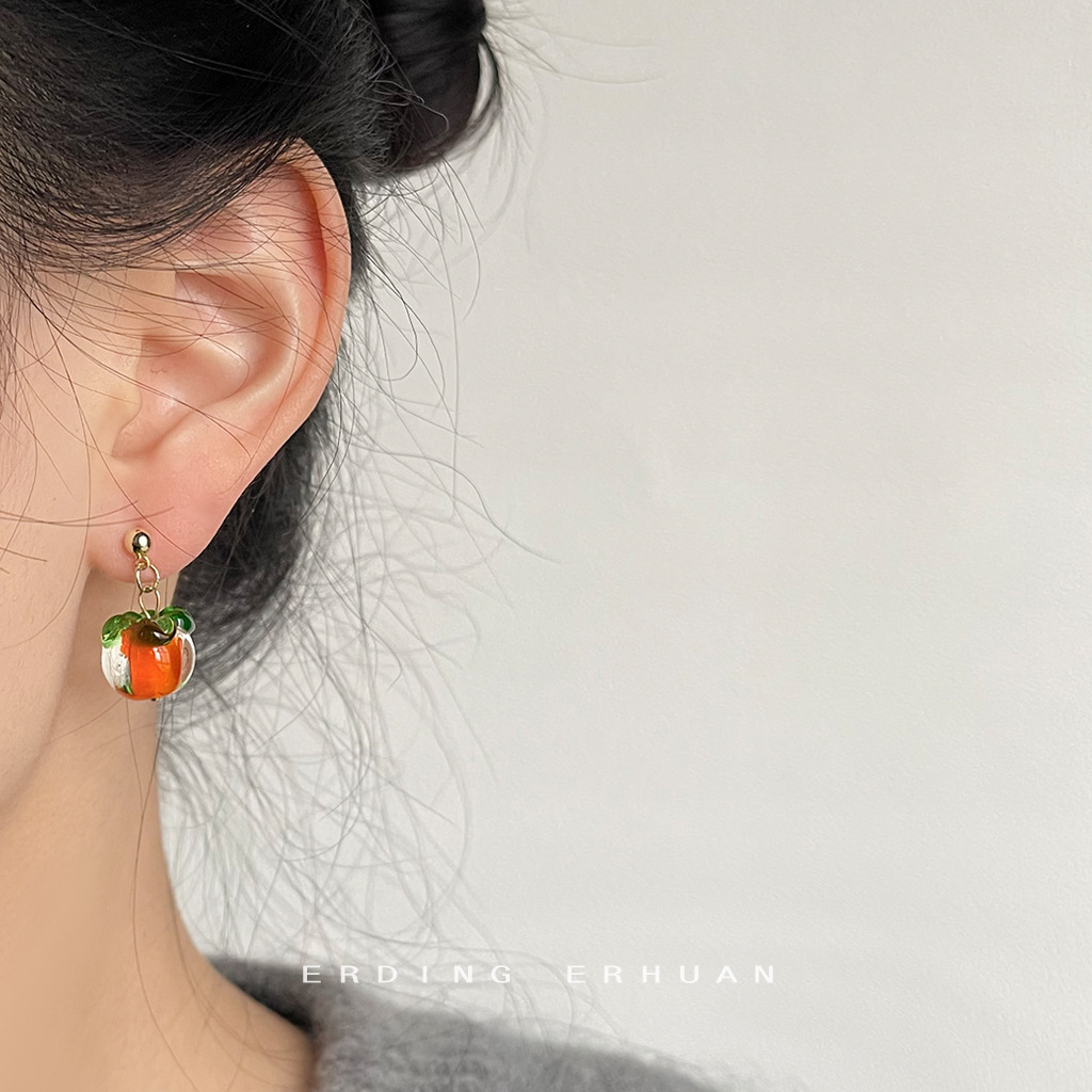 Fortune Bloom Earrings 柿柿招财不对称耳环 