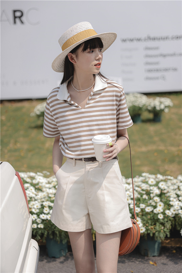 高腰洗水棉阔腿五分裤* 3 Colors