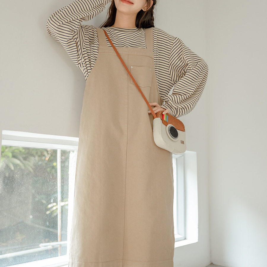 College Style Overall Dress  口袋工装背带裙* 2 Colors