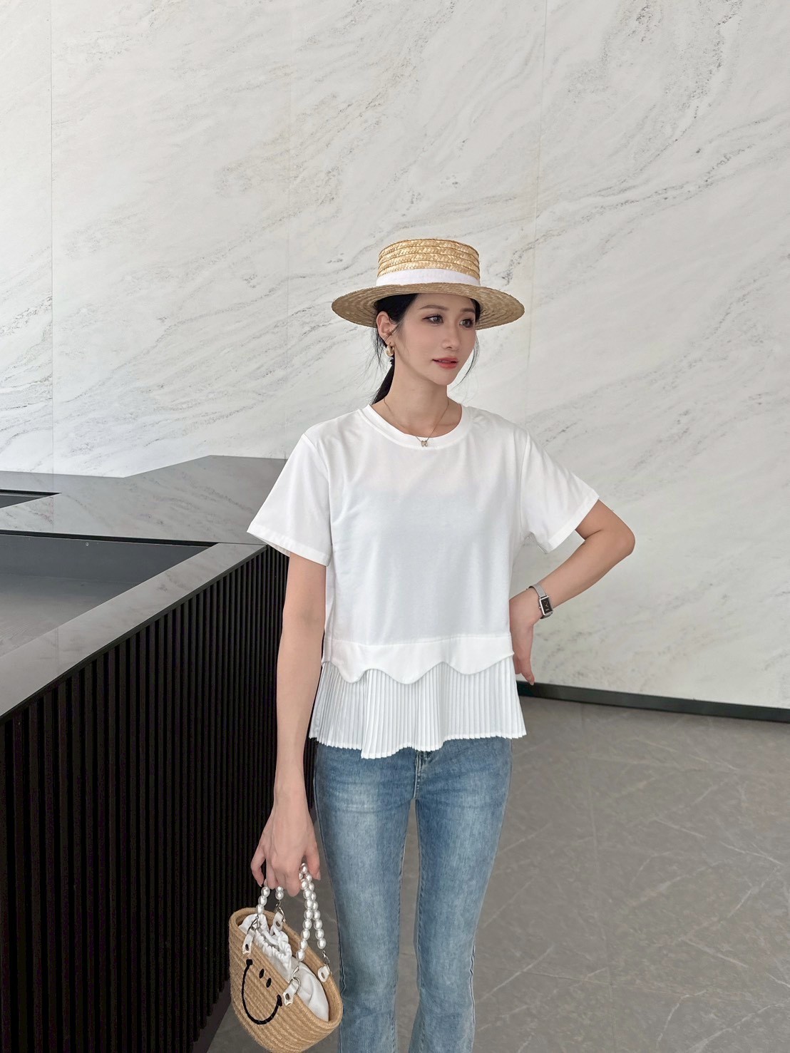 Ruffle Trim Pleated Top 木耳边百褶上衣*4 Colors