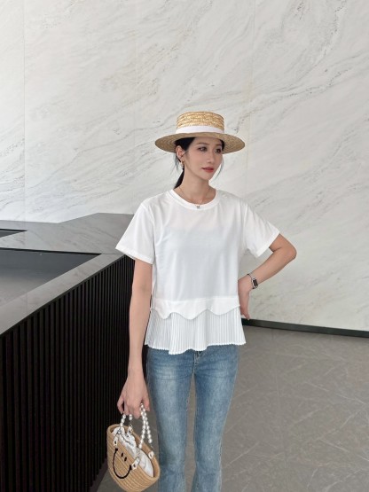 Ruffle Trim Pleated Top 木耳边百褶上衣*4 Colors
