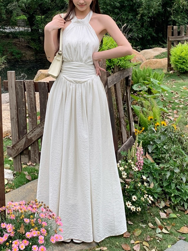 SIGNATURE Striped Tie-Back Dress 露背绑带条纹连衣裙
