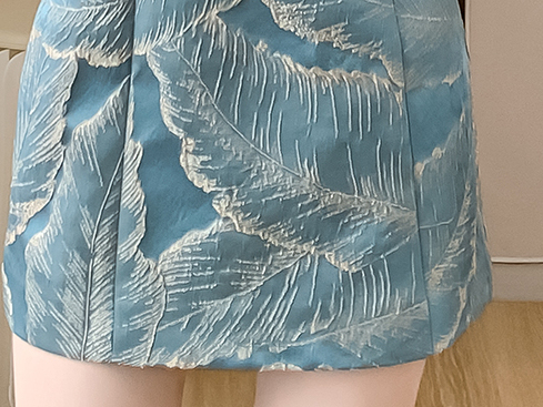 Azure Bloom Jacquard Cheongsam  蓝色提花改良旗袍