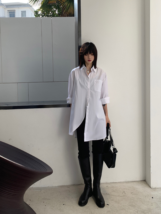 Asymmetric Long Shirt 小众设计不规则长款衬衫 *2  Colors