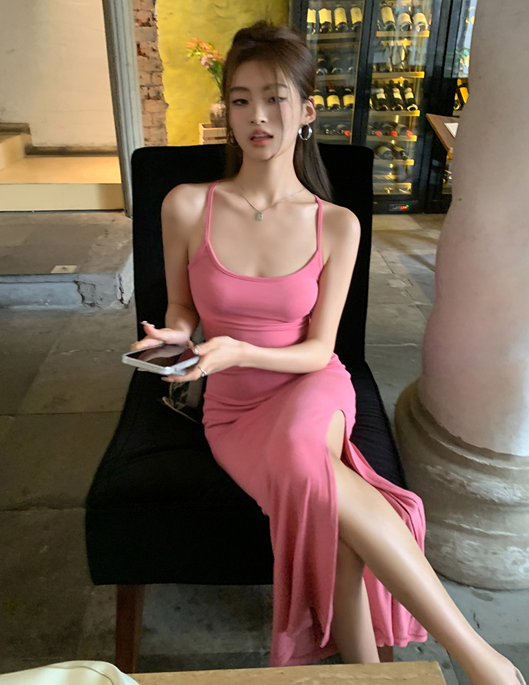 Hot V-Back High-Cut Long Skirt 性感辣妹露背开叉长裙 *2Colors