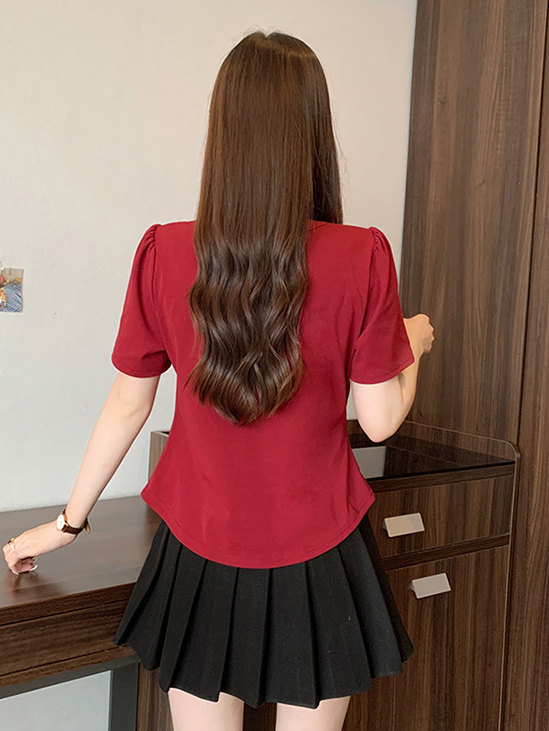 新中式不对称短袖T恤 New Chinese Style Asymmetric Short Sleeve T-Shirt