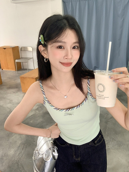 Dopamine Mint Green Top 薄荷绿拼接吊带背心