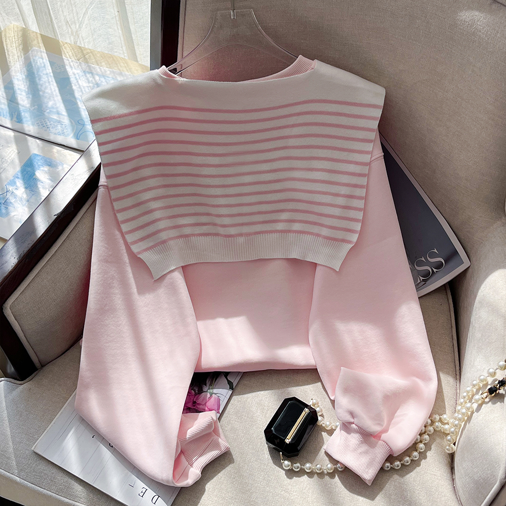 Real Shot Spot ~ 2024 Autumn and Winter New Korean Style Thin Two-Piece Suit Shawl Bow Embroidered Sweater Women