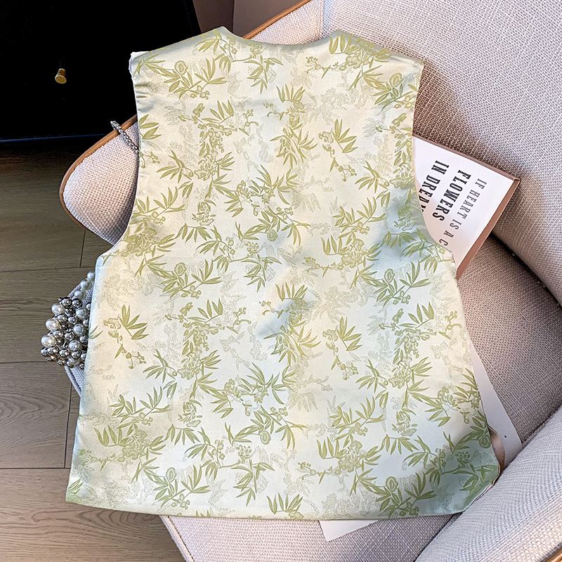 刺绣织金马面裙 Reversible Improved Buckle Satin Jacquard Embroidery Hanfu Tang Suit Classical Vest Top