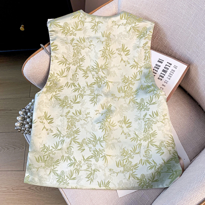 刺绣织金马面裙 Reversible Improved Buckle Satin Jacquard Embroidery Hanfu Tang Suit Classical Vest Top