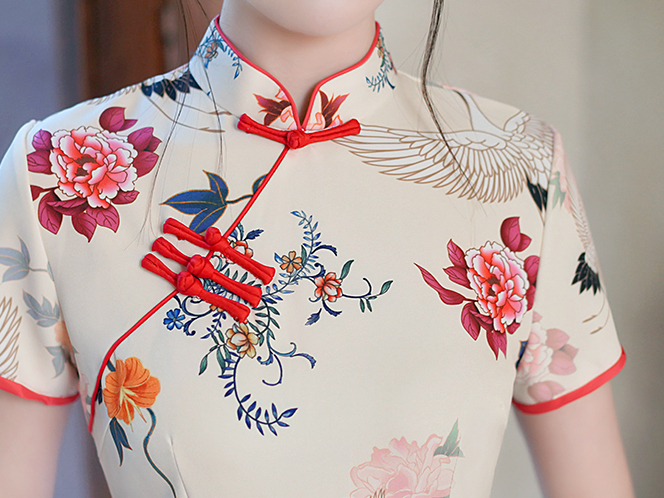National Trend Printed Qipao Summer New Improved Style for Petite Young Girls New Chinese Style National Style Dress