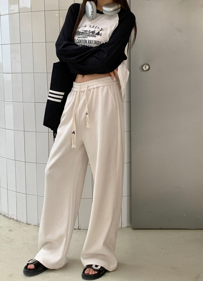 Cozy Knit Straight-leg Pants 软糯慵懒~系带针织直筒长裤