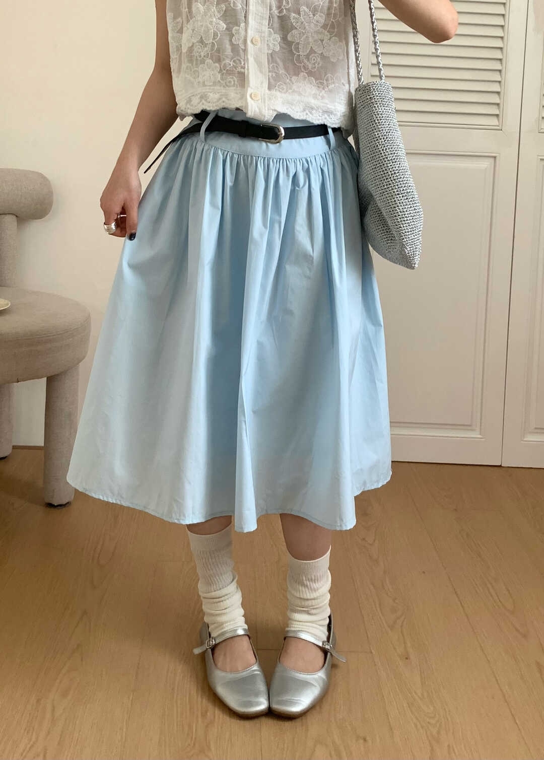 复古小众设计高腰大摆A字伞裙半身裙*6 Colors 配腰带~