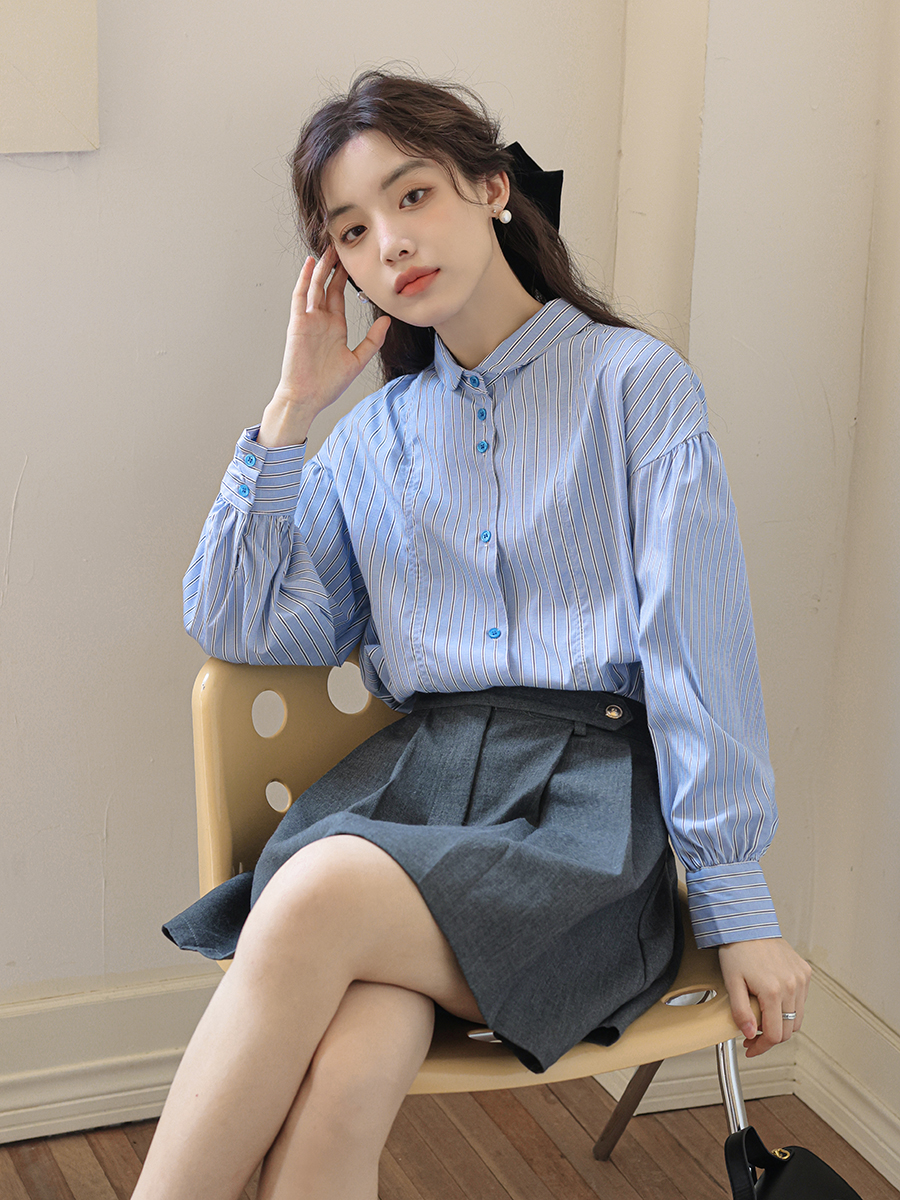 Old-school Color Block Striped Shirt 复古撞色纹长袖衬衫