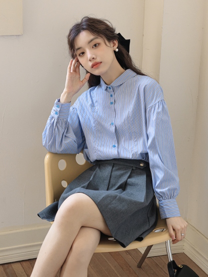 Old-school Color Block Striped Shirt 复古撞色纹长袖衬衫