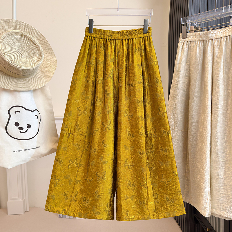 VELVÉ Jacquard Wide-Leg Pants 提花琉璃絲麻八分阔腿直筒裤*4 Color
