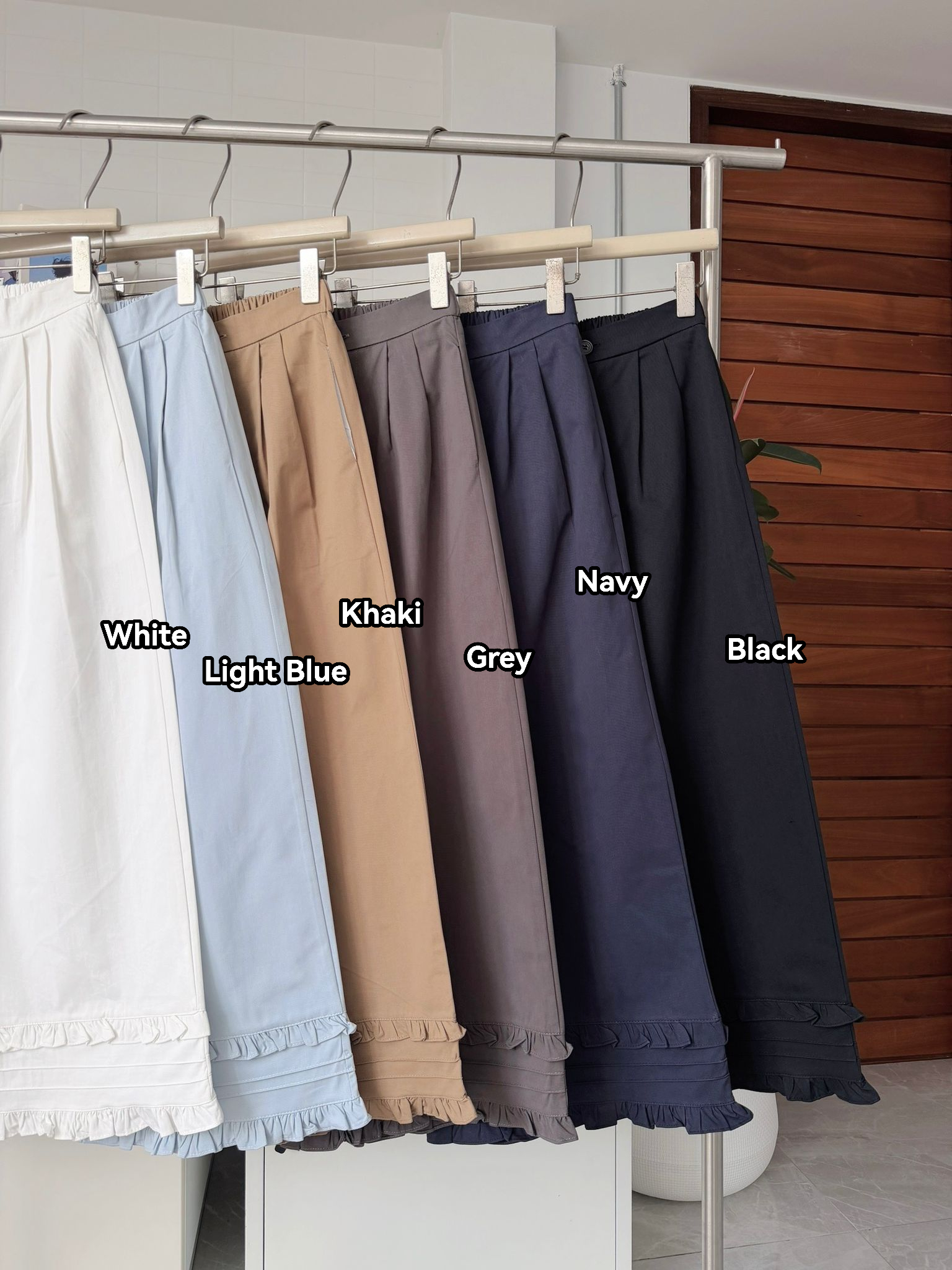 RINA Sweet Ruffle Wide Leg Pants 甜美木耳边阔腿九分裤*6 Colors