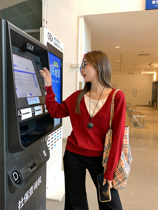 慵懒撞色假两件毛衣* 2 Colors