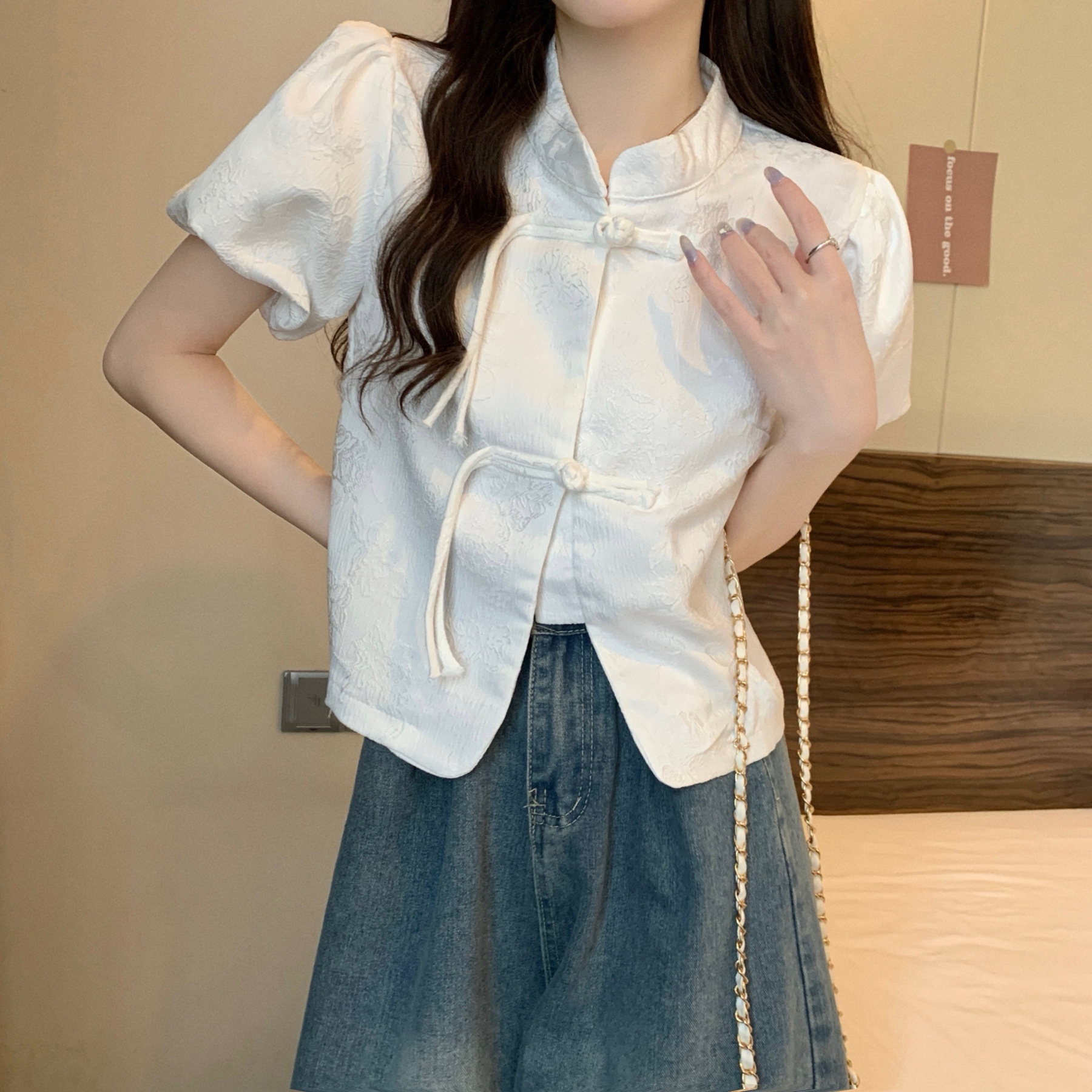 提花泡泡袖衬衫 Jacquard Puff Sleeve Top*5 Colors