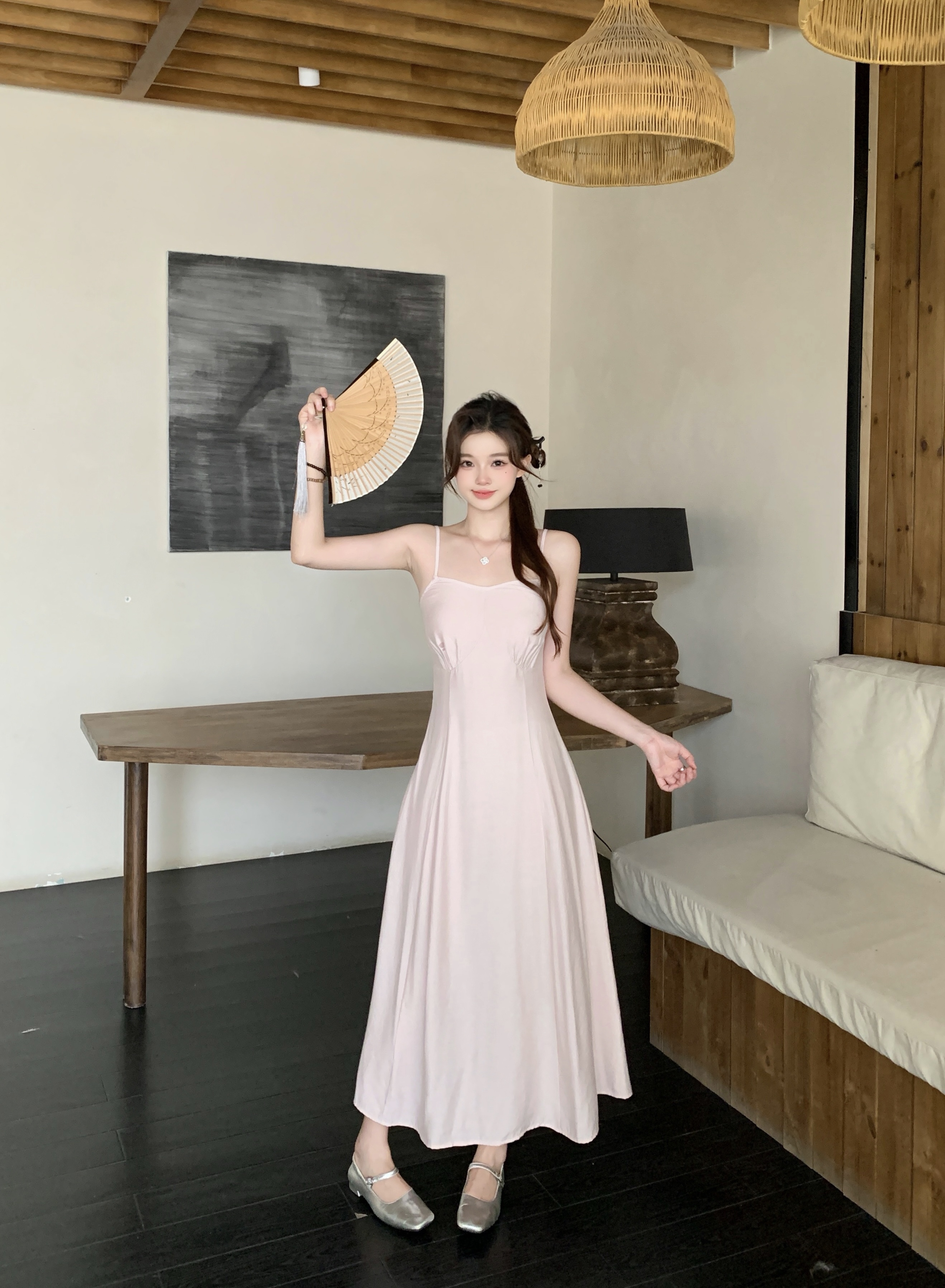 Real shot of the 2026 summer new plus-size women's Chinese-style embroidered button-up top and suspender skirt two-piece set