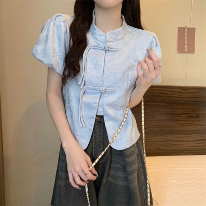 提花泡泡袖衬衫 Jacquard Puff Sleeve Top*5 Colors