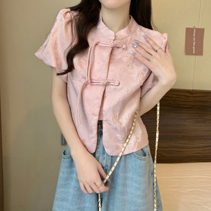 提花泡泡袖衬衫 Jacquard Puff Sleeve Top*5 Colors