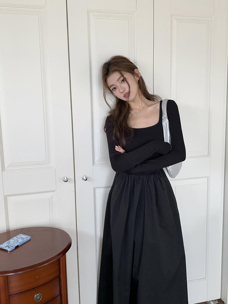 Fiona Long Sleeve Knitted Dress 方领长袖针织连衣裙*2 Colors 