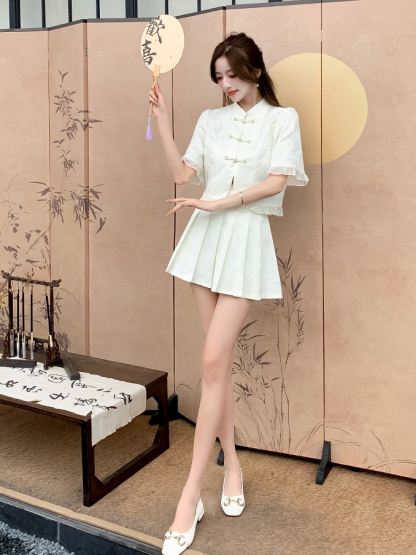 Serene Ink Pleat Skirt Two-Piece Set 水墨吟风百褶裙2件套*2 Colors