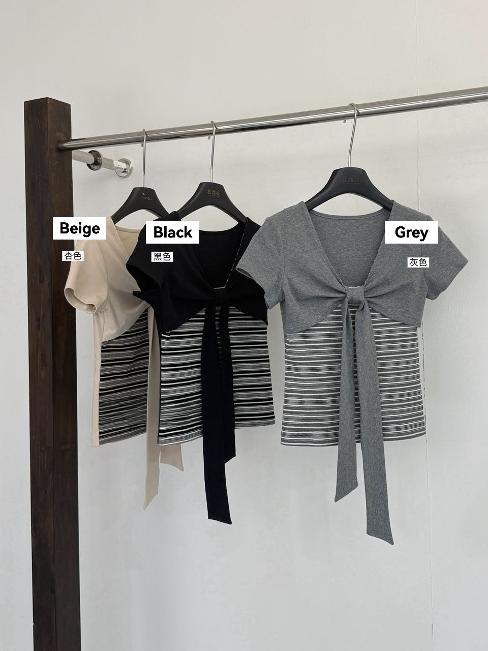 RINA Bow Layered T-Shirt 蝴蝶结假两件T恤*3 Colors