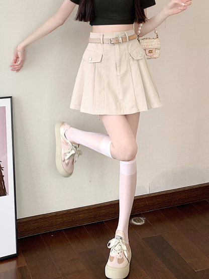 High Waist Elegant Slimming Short Skirt 百褶半身裙