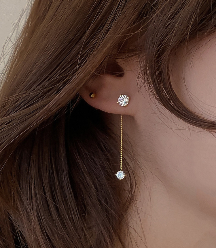 Modern Zircon Longline Earrings 冷淡风锆石长款耳环