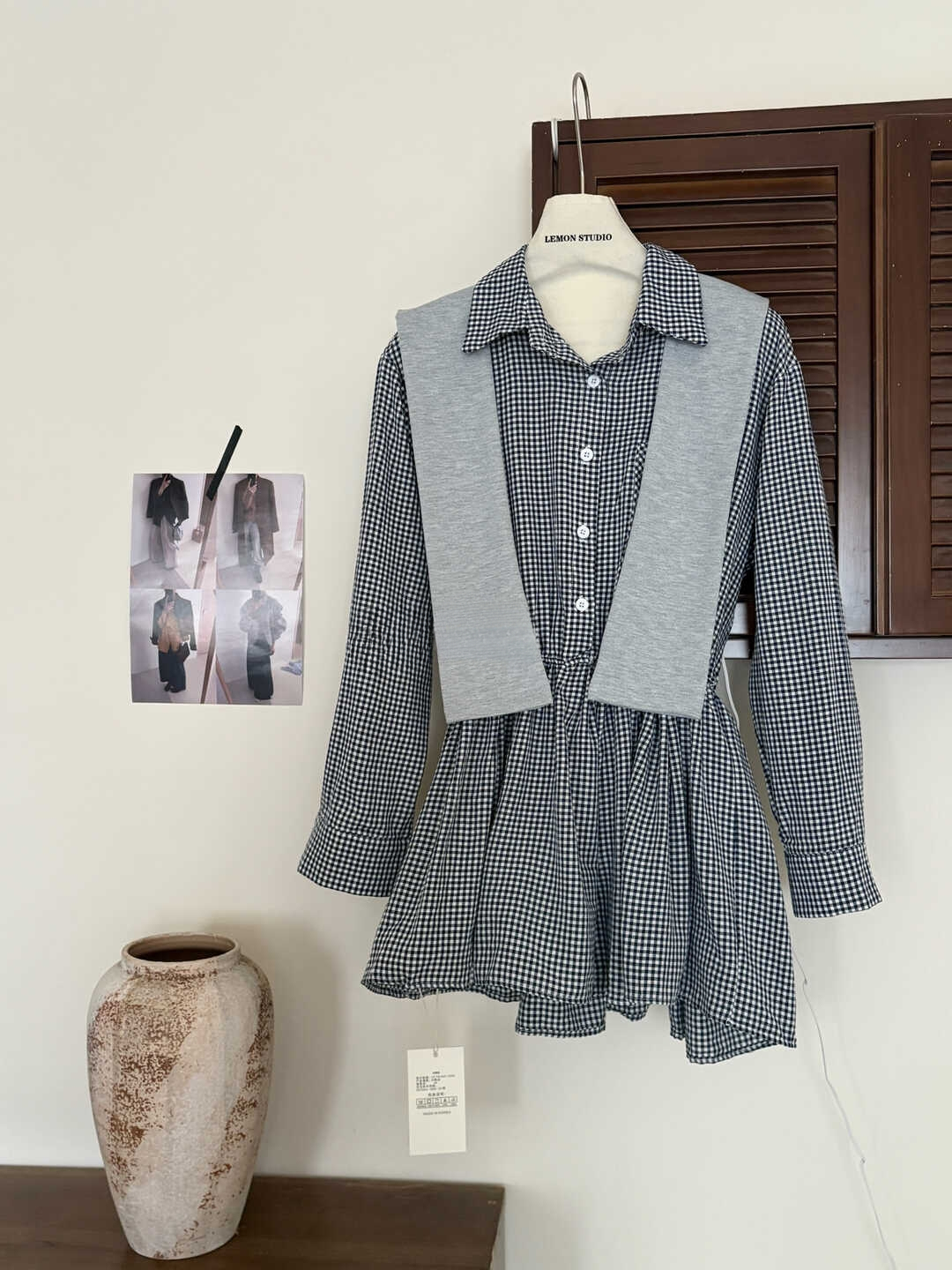 Classic Plaid Shirt Midi Dress 百搭显瘦收腰格子衬衫连身裙~ 配腰带披肩*3 Colors