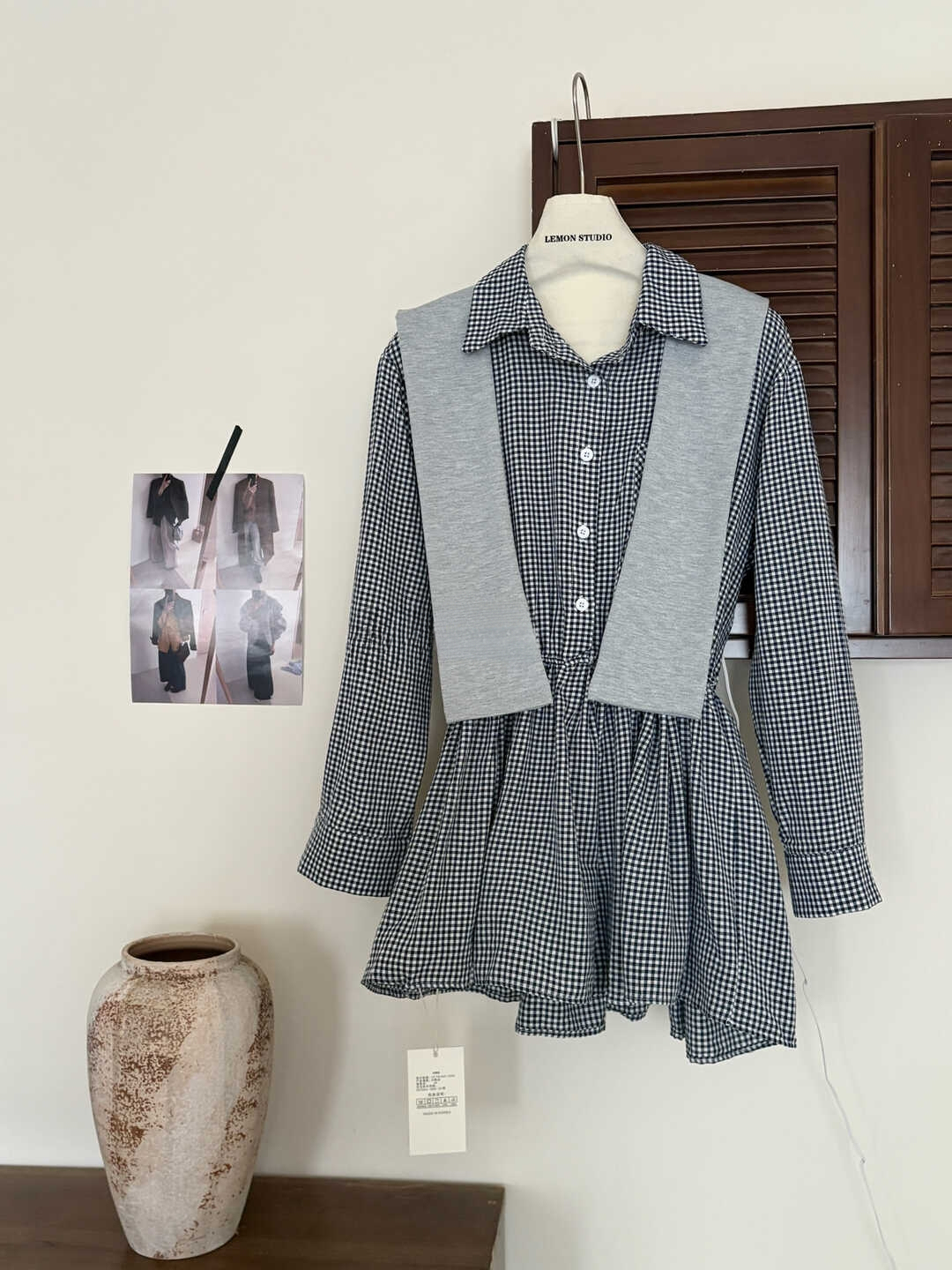 Classic Plaid Shirt Midi Dress 百搭显瘦收腰格子衬衫连身裙~ 配腰带披肩*3 Colors