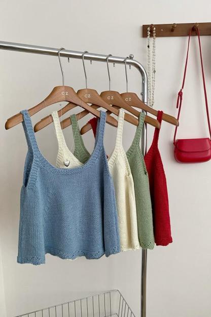 Woven Texture Cami Top 木耳边编织吊带背心*4Colors
