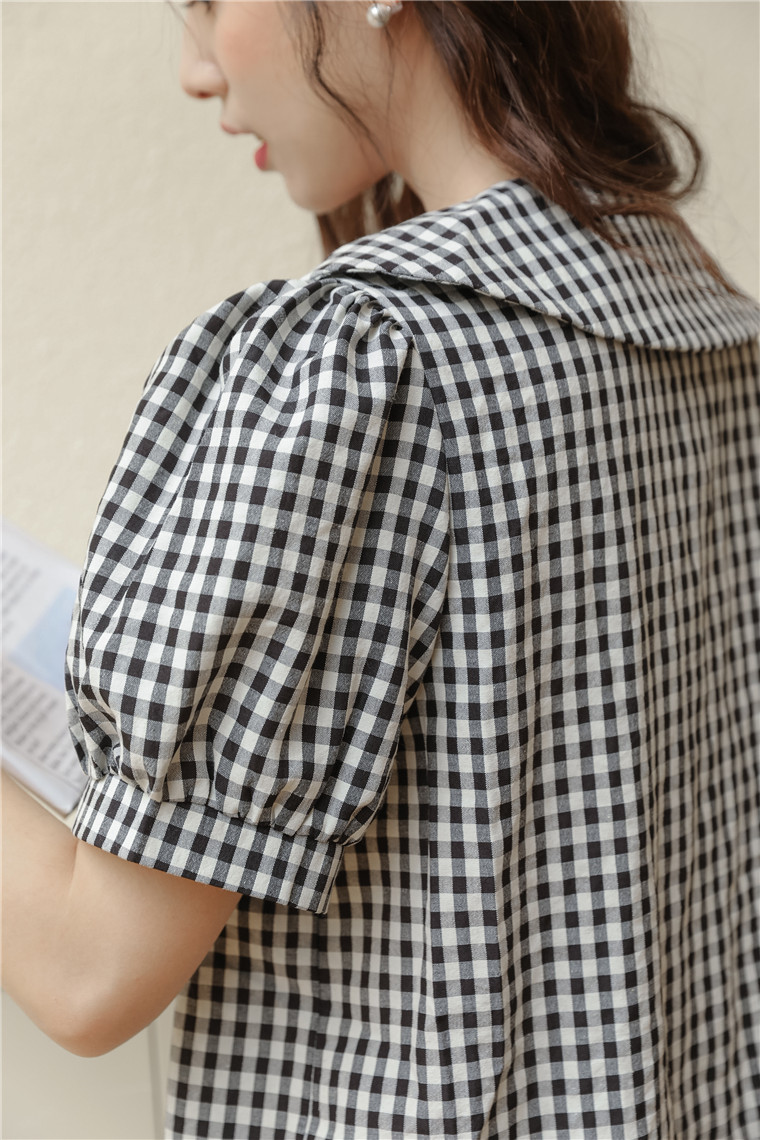 Vintage Plaid Doll Collar Shirt 复古娃娃领衬衫 
