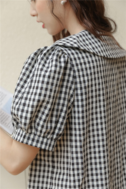 Vintage Plaid Doll Collar Shirt 复古娃娃领衬衫 