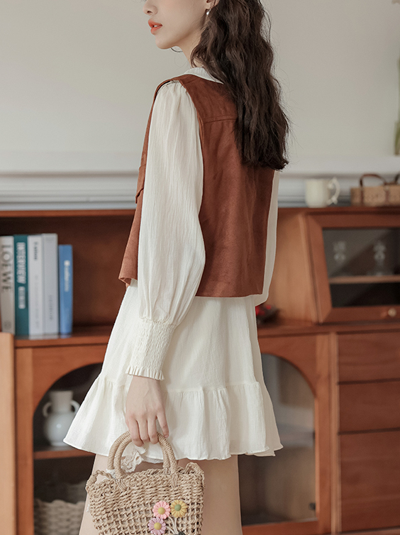 Retro Mori Style Petite Two-Piece Set 度假风连衣裙