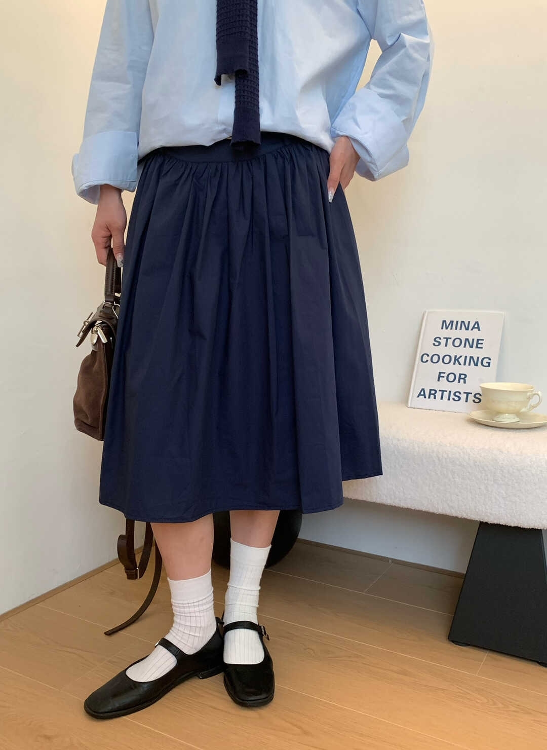 复古小众设计高腰大摆A字伞裙半身裙*6 Colors 配腰带~