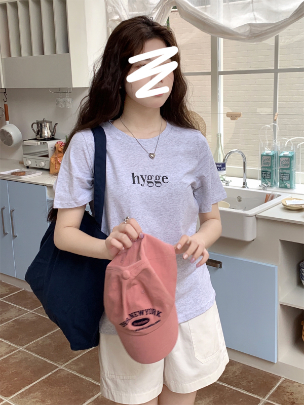 2025 Korean Version Simple Personality Letter Print Casual T-Shirt Summer Versatile Loose Short Sleeve Top for Women