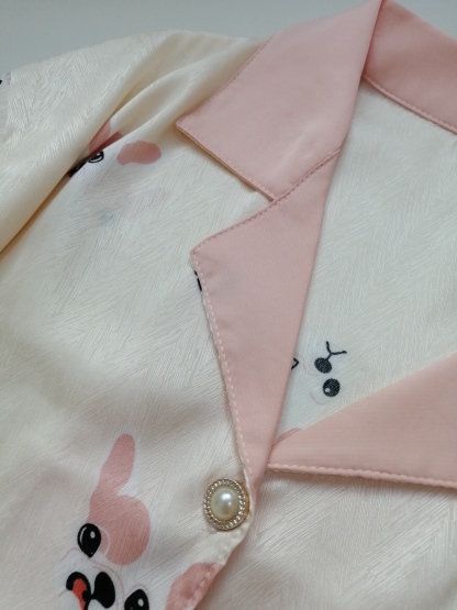 Puppy Print Ice Silk Pajama Set 狗狗印花冰丝睡衣套装