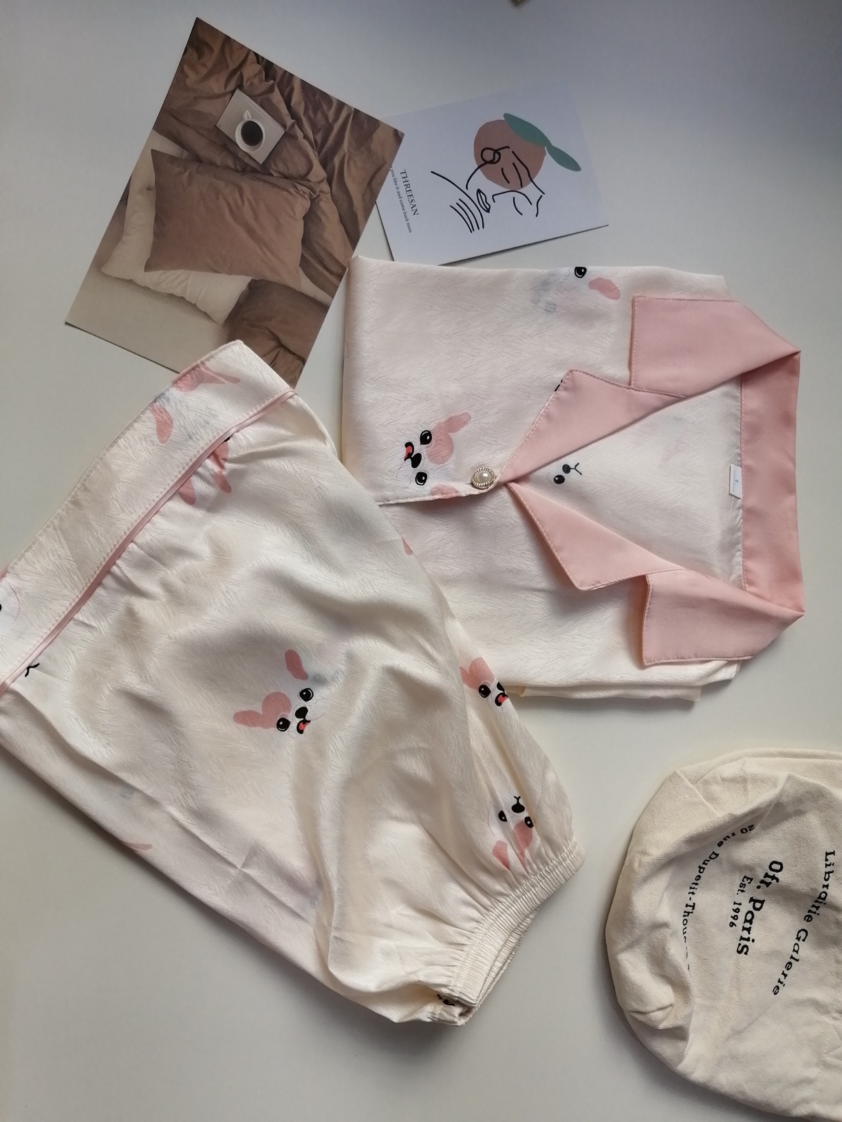 Puppy Print Ice Silk Pajama Set 狗狗印花冰丝睡衣套装