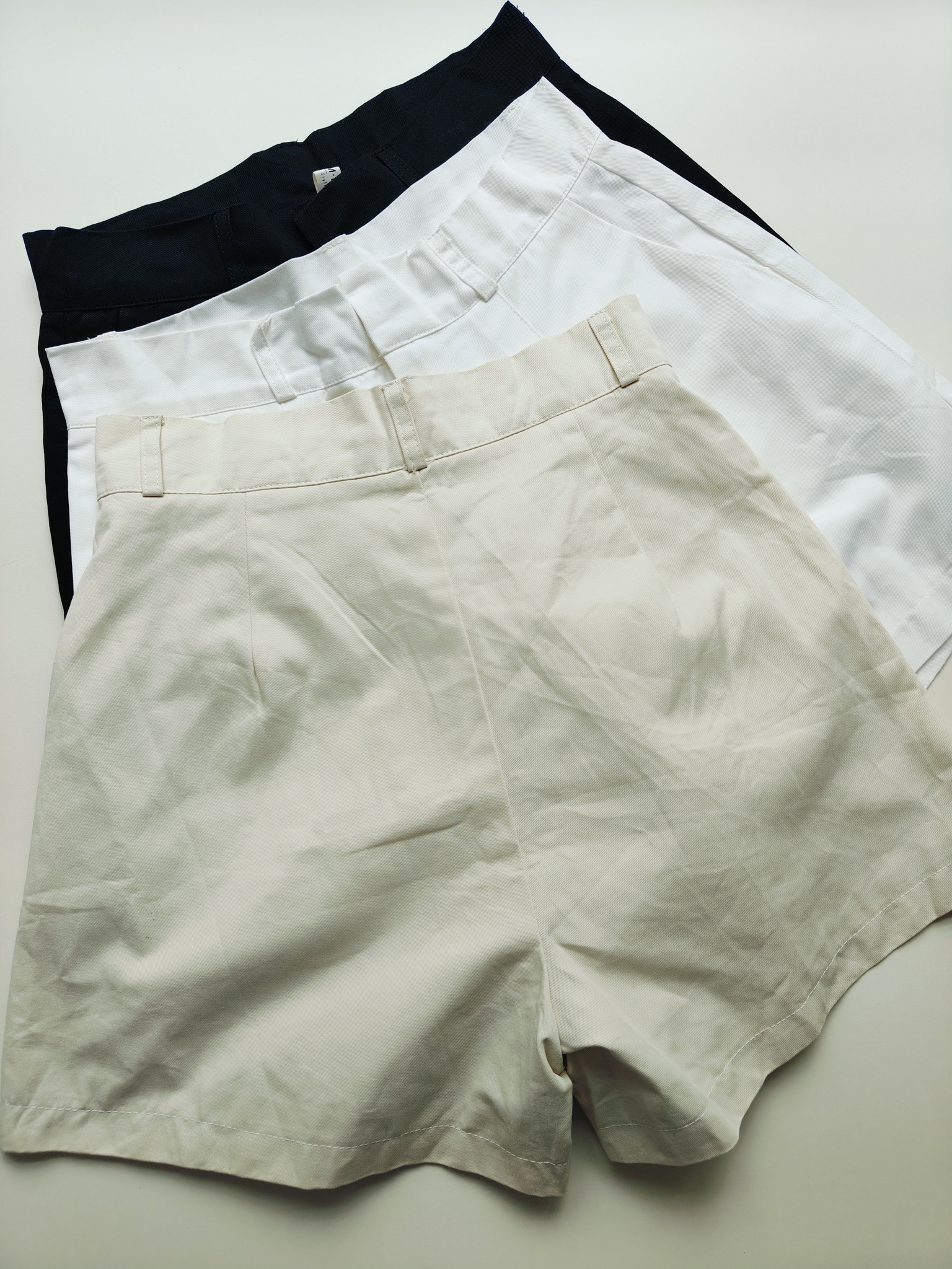 High-Waisted Wide-Leg Shorts 高腰洗水棉阔腿五分裤* 3 Colors