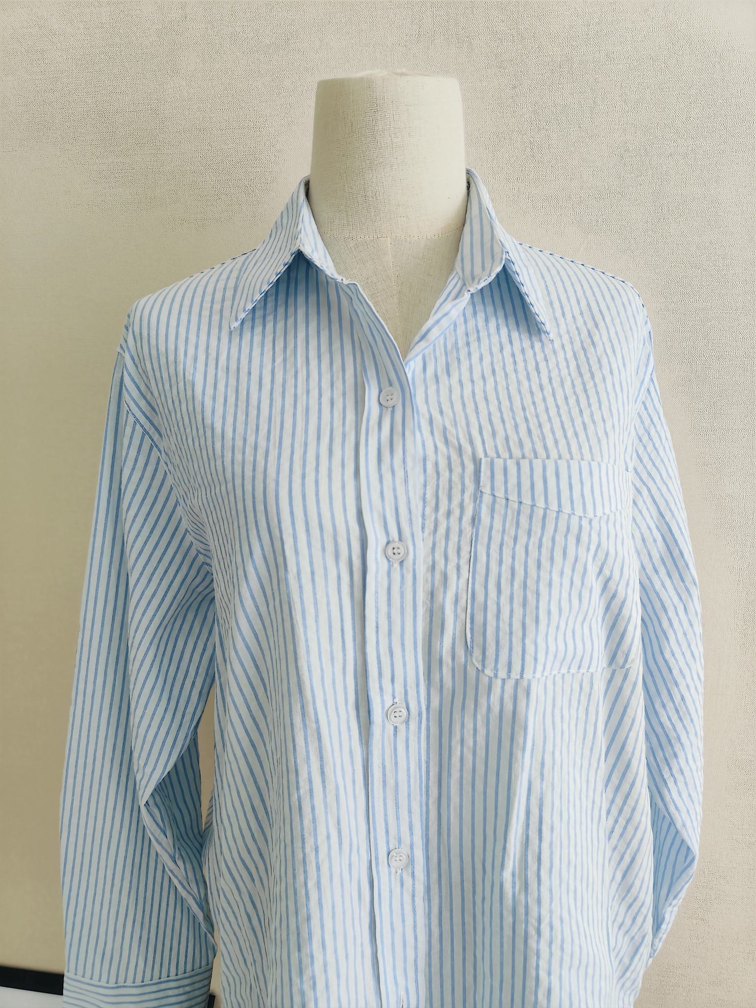 Casual Striped Long-Sleeve Blouse 治愈系女孩~经典条纹宽松长袖衬衫*3Colors