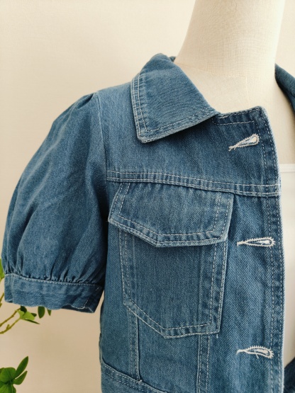 Retro Chic Denim Set复古过膝牛仔套装 M size