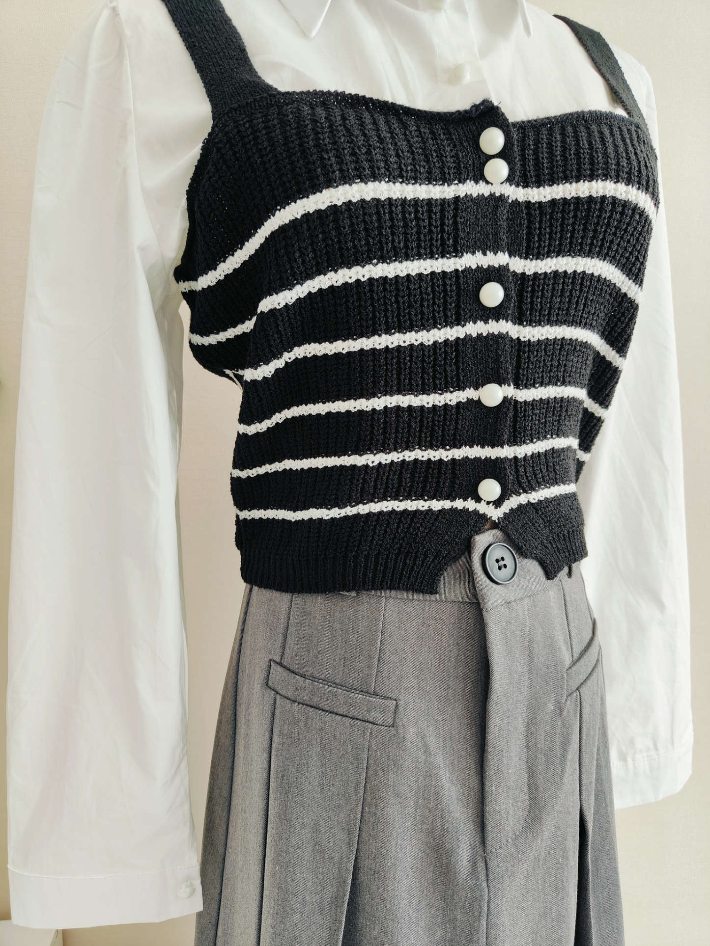 Charcoal Gray A-line Blazer Skirt 文艺灰色西装半身裙