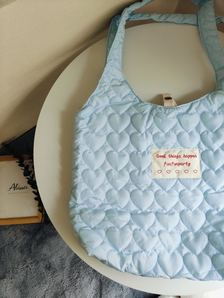 Creamy Quilted Heart Design Canvas Bag 奶油风爱心绗缝大容量学生包*3Colors