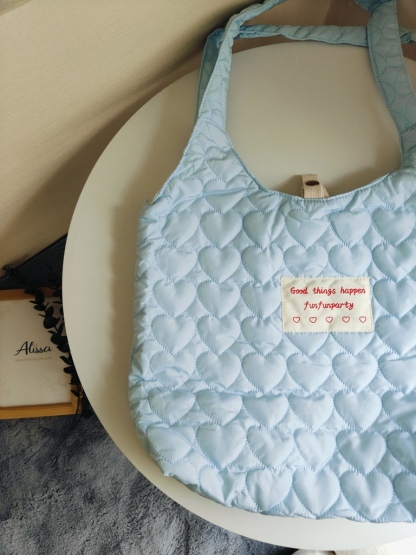 Creamy Quilted Heart Design Canvas Bag 奶油风爱心绗缝大容量学生包*3Colors