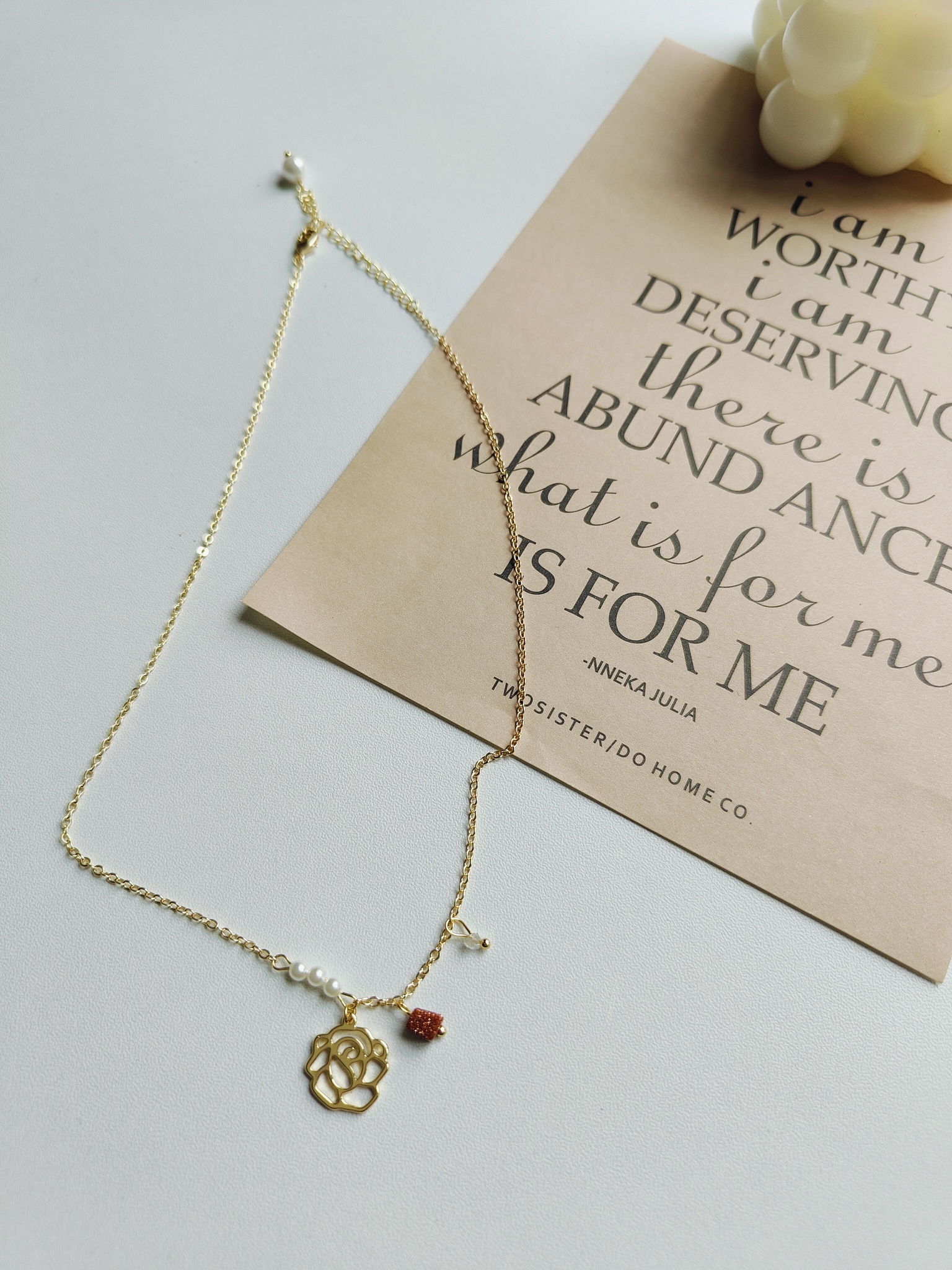Classic Pearl Rose Blossom Necklace 温柔优雅珍珠玫瑰项链