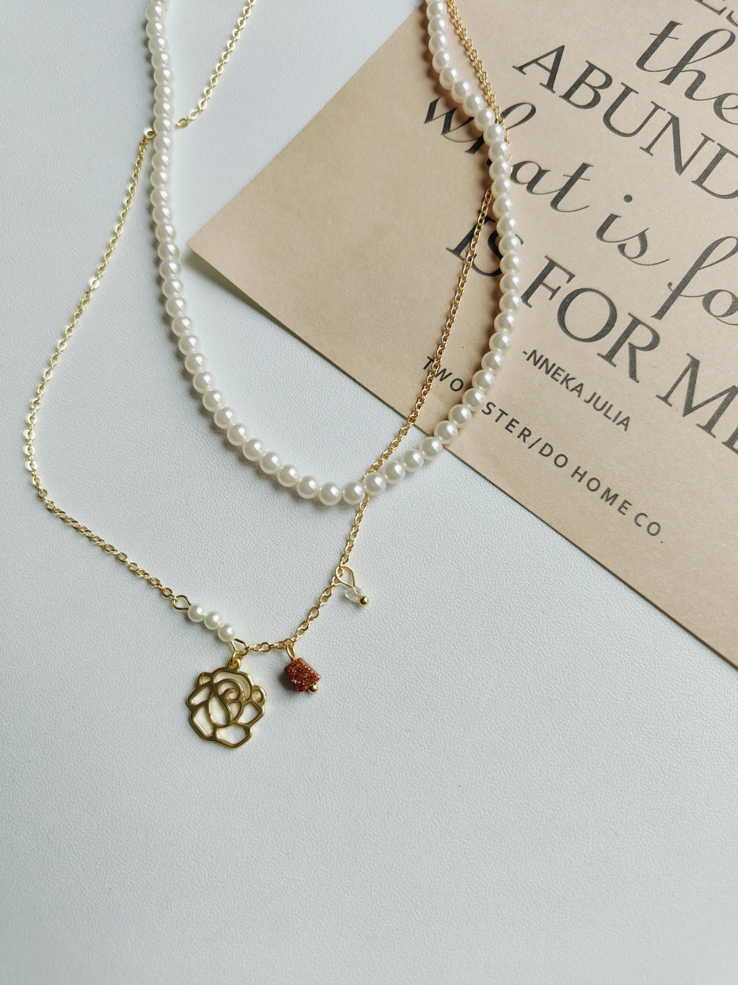 Classic Pearl Rose Blossom Necklace 温柔优雅珍珠玫瑰项链